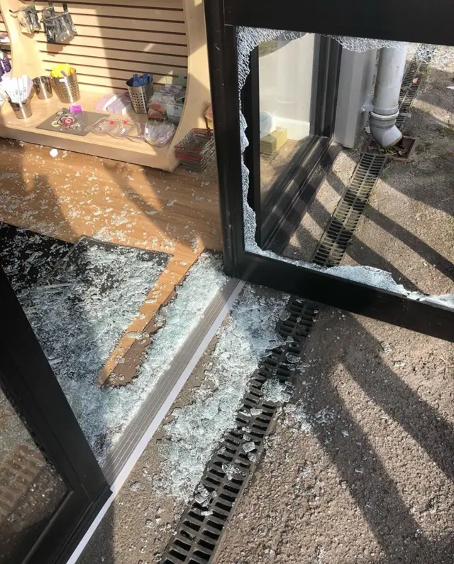 Smashed shop window