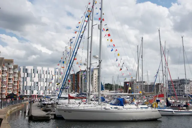 Boats at Ipswich's waterfront as part of the maritime festival