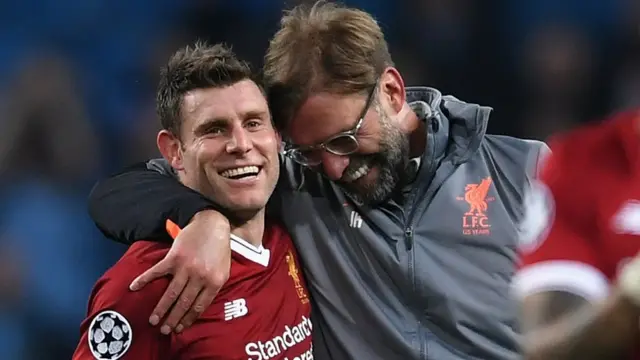 James Milner and Jurgen Klopp