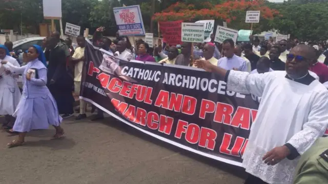 Christians demonstrating in Abuja, Nigeria