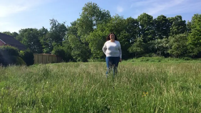 Louise in the long grass at Leven