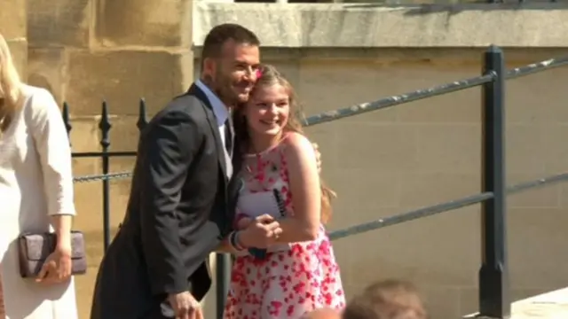 Amelia Thompson with David Beckham at the Royal Wedding