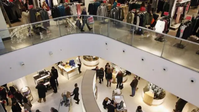 Interior of M&S shop seen from above