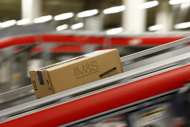 M&S parcel on conveyor belt