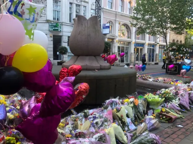 Floral tributes in St Ann's square