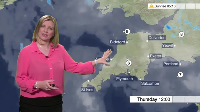 weather map for Devon and Cornwall