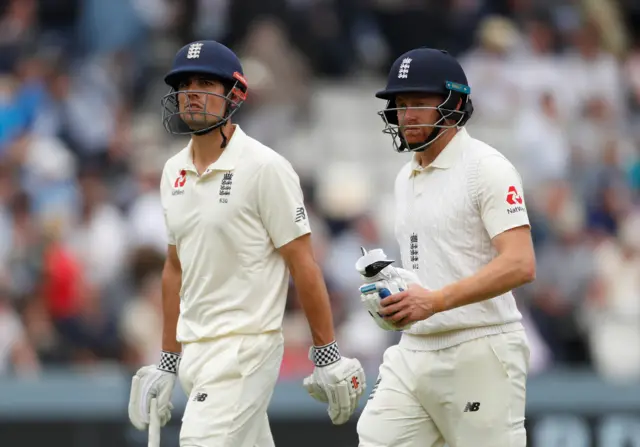 England's Alastair Cook and Jonny Bairstow