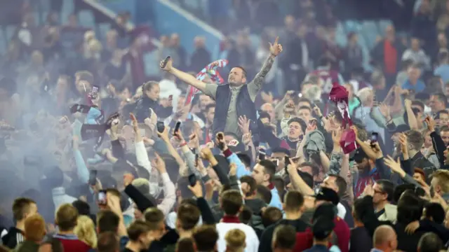 Aston Villa fans after their play-off semi-final win