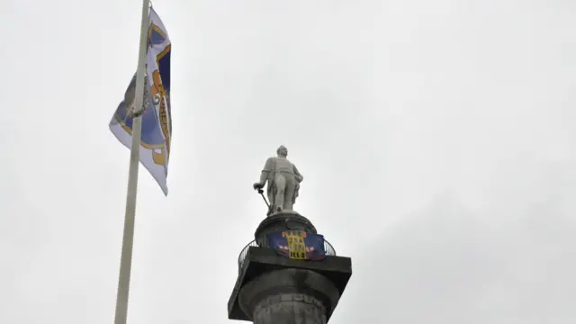 The flag and banner on Lord  Hill's column