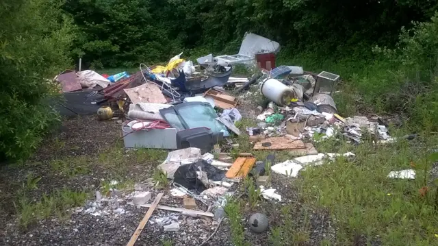 Fly-tipping off the B3192 at Ashcombe