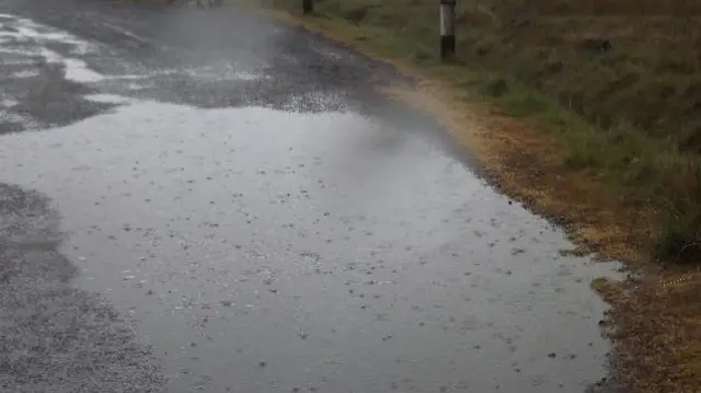 Flooding on road in Ludlow