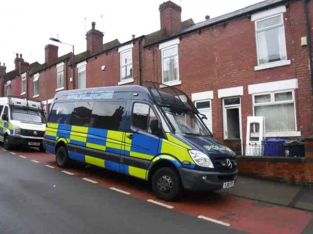 Police van in street