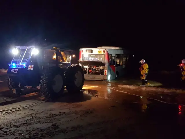 Bus being recovered