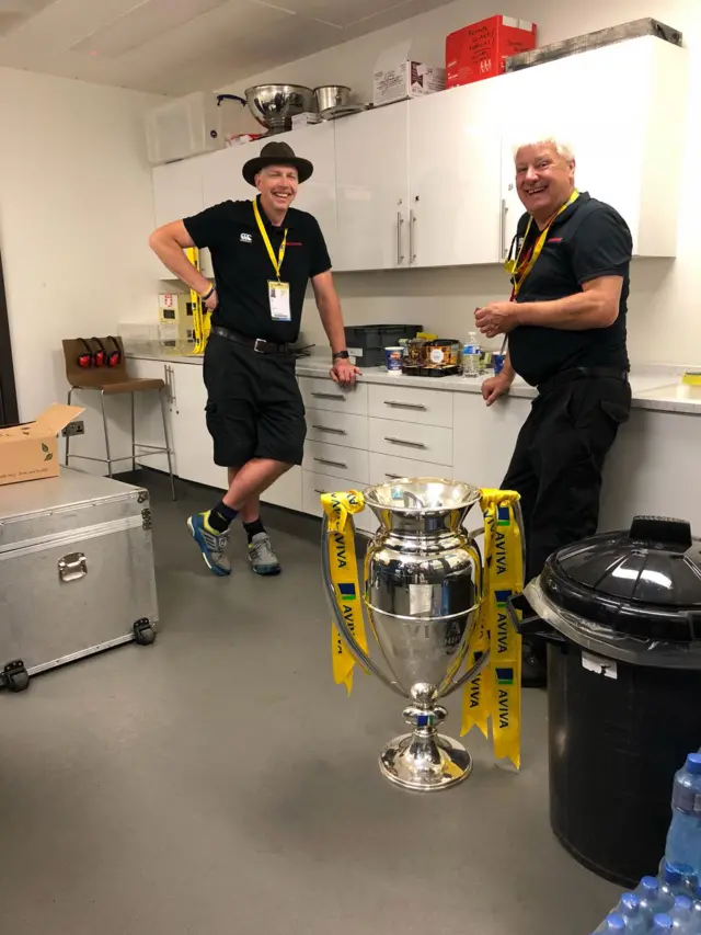 Premiership trophy behind the scenes