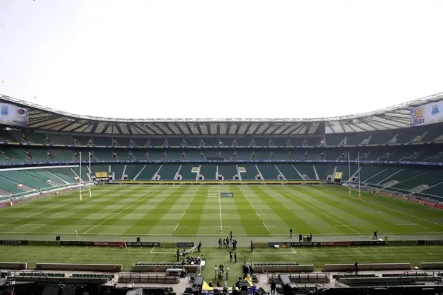 The Twickenahm pitch before the 2018 Premiership final