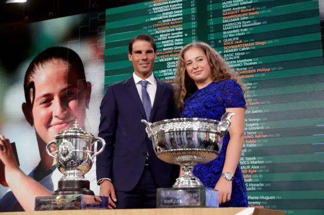 Jelena Ostapenko and Rafael Nadal