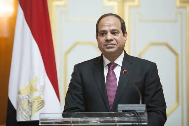 Abdel Fattah el-Sisi, President of Egypt, gives a press conference in Addis Ababa on March 24, 2015.