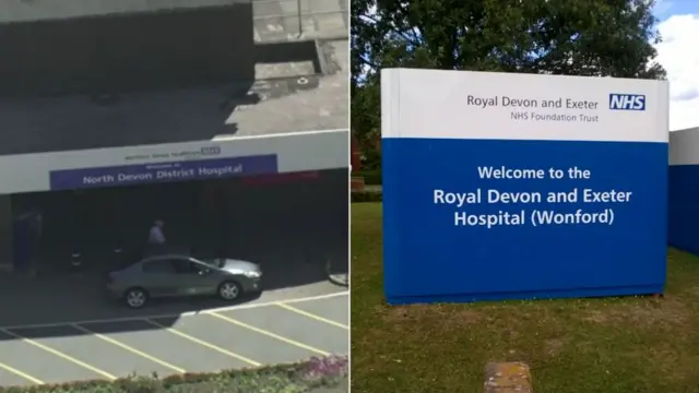 North Devon Hospital and Royal Devon & Exeter Hospital signs