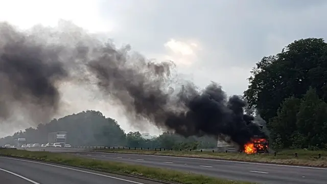 Lorry fire on A50