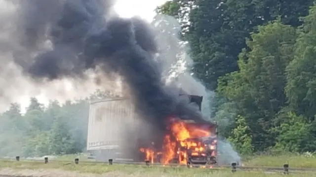 Lorry fire on A50