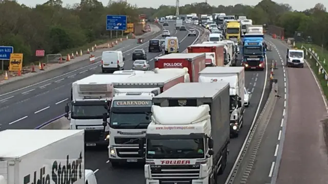 Queuing traffic on M6 this morning