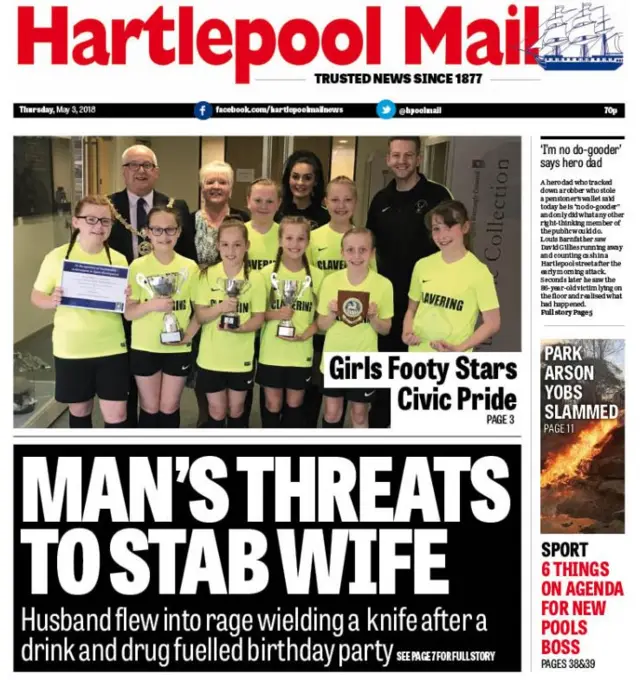 Hartlepool Mail front page