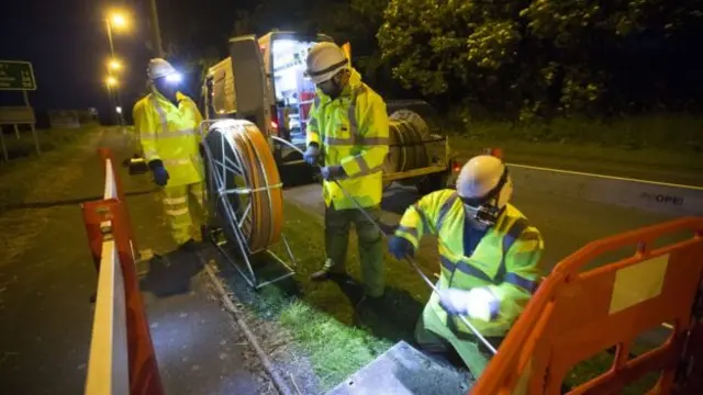 Workers on broadband