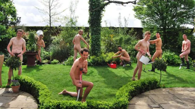 Grubby Gardeners who posed for a calendar raising funds for Perennial a charity for gardeners