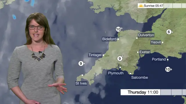 weather map for Devon and Cornwall