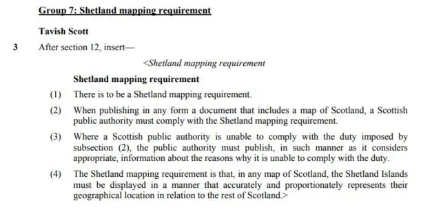 Amendment 3: Shetland mapping requirements