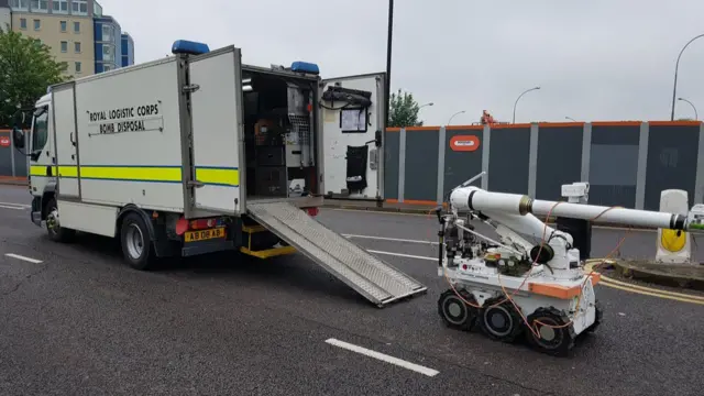 Bomb disposal robot on scene