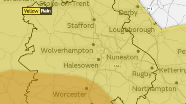 Area covered by weather warnings