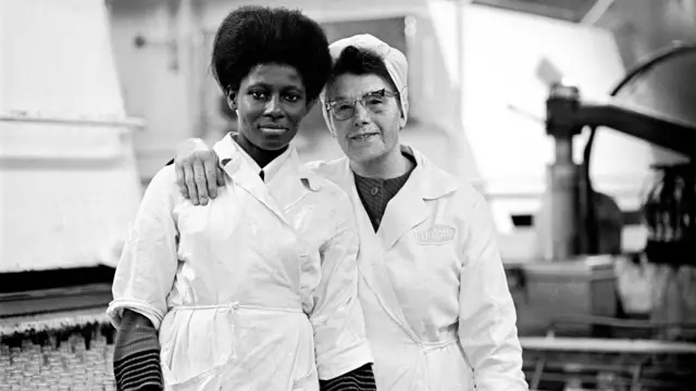 “Mrs Wayne and her good friend”, taken at a local dairy in the 1970s