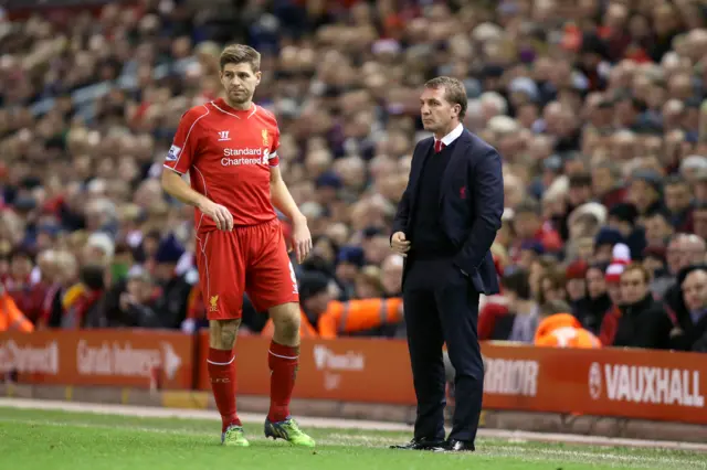 Steven Gerrard (left) and Brendan Rodgers