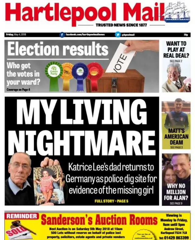 Hartlepool Mail front page