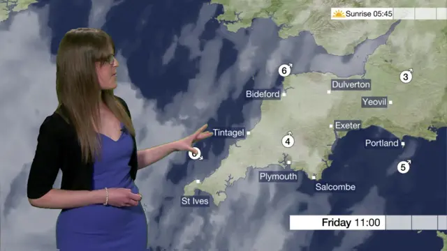 weather map for Devon and Cornwall