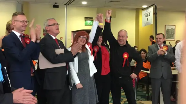 Labour celebrating in Newcastle-under-Lyme