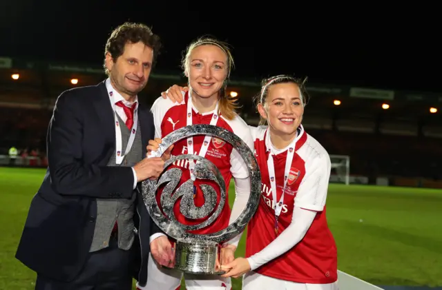 Arsenal boss Joe Montemurro with the Women's Continental Cup