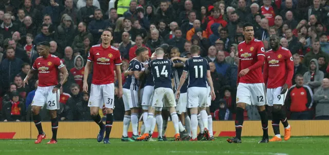 West Brom celebrate at Old Trafford