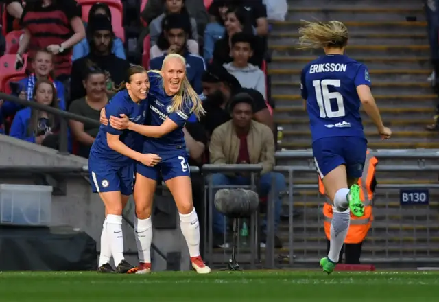 Chelsea celebrate Fran Kirby's goal