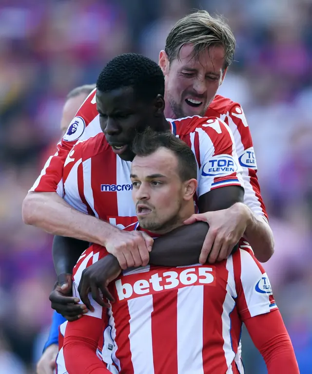 Stoke celebrate first goal