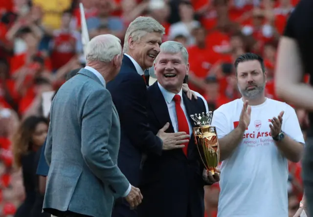 Bob Wilson, Arsene Wenger and Pat Rice