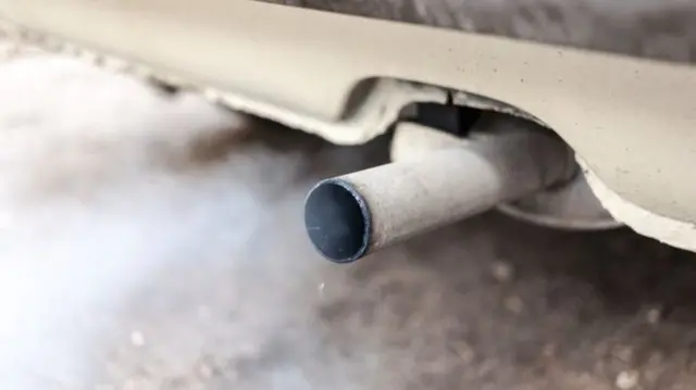 Air pollution from a car exhaust