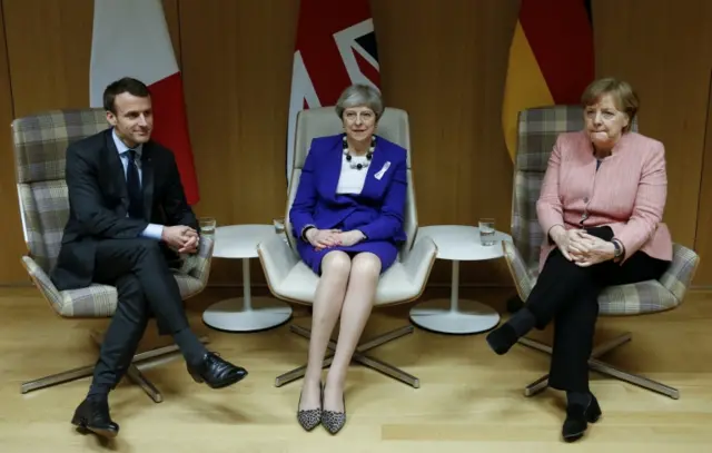 Macron (left), May, and Merkel