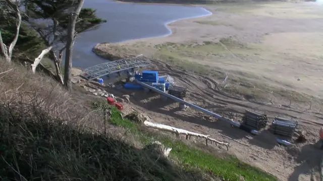 Pipe being replaced at Loe Bar