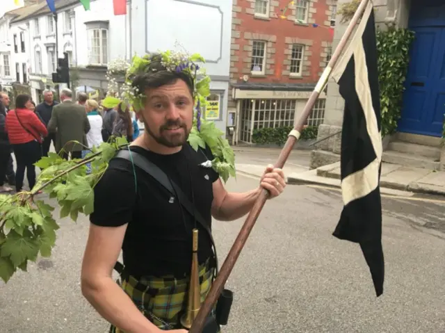 Andy Rowe with flag