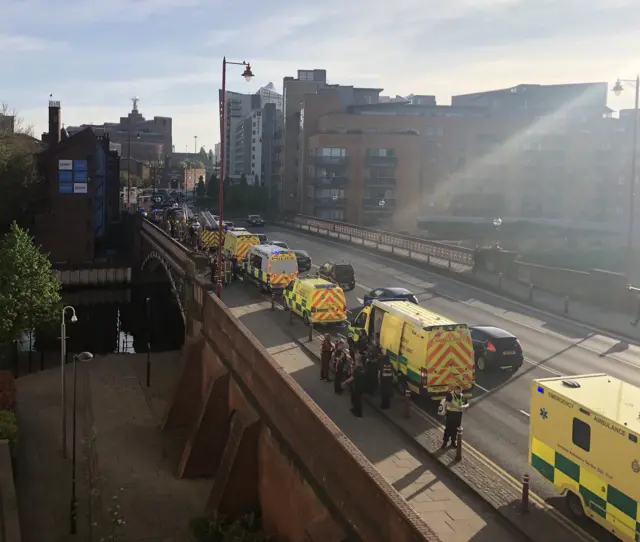 Emergency crews at Crown Point Bridge