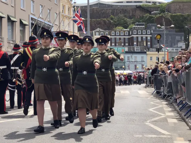 Liberation day, cadets marching