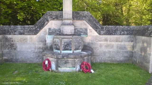 Damaged war memorial