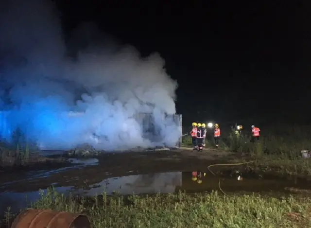 Shipping container fire